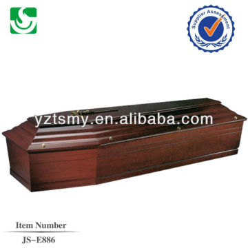 dark red colour with metal cross of simple coffin
